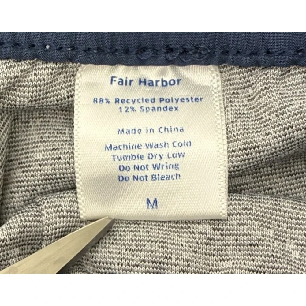 Fair Harbor Lined 2 in 1 Swim Beach Trunks Blue Stripes Boys Size Medium 7 / 8